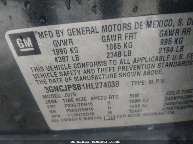 Chevrolet Trax Lt 2017 3GNCJPSB1HL274038 Image 15