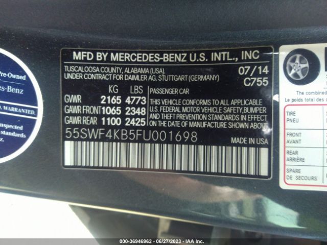 55SWF4KB5FU001698 Mercedes-Benz C-class C 300