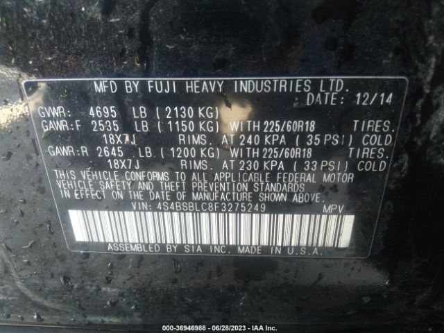 4S4BSBLC8F3275249 Subaru Outback 2.5i Limited