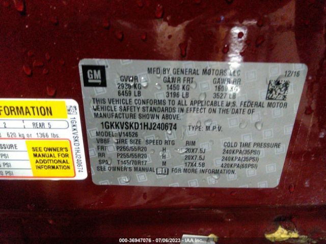 1GKKVSKD1HJ240674 GMC Acadia Limited Limited