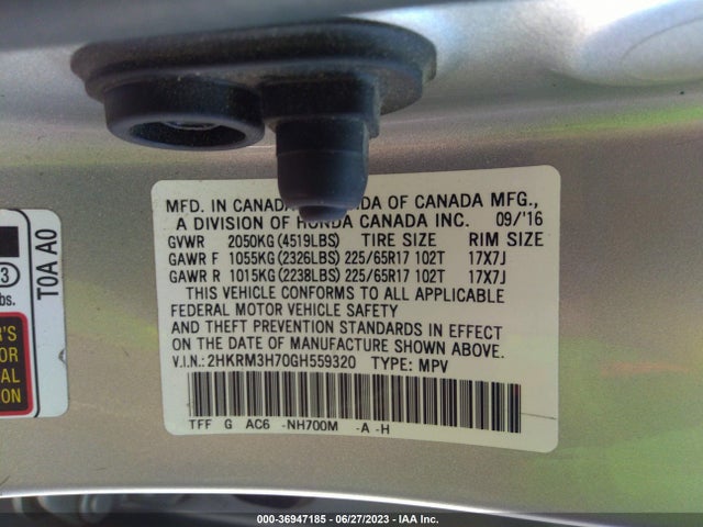 Honda Cr-v Ex-l 2016 2HKRM3H70GH559320 Image 9