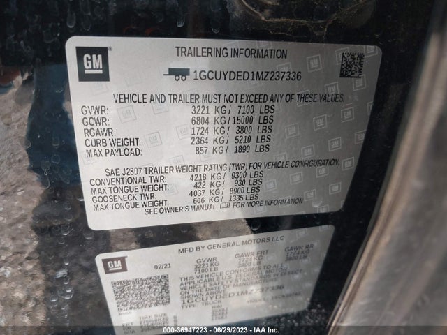 Chevrolet Silverado 1500 Lt 2021 1GCUYDED1MZ237336 Image 9