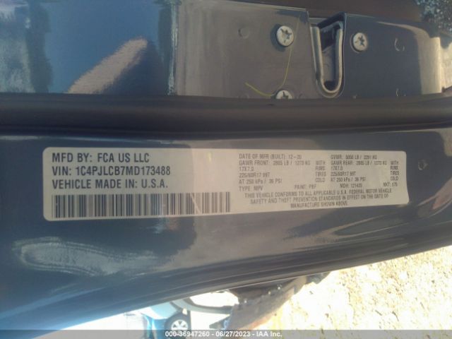 1C4PJLCB7MD173488 Jeep Cherokee Latitude