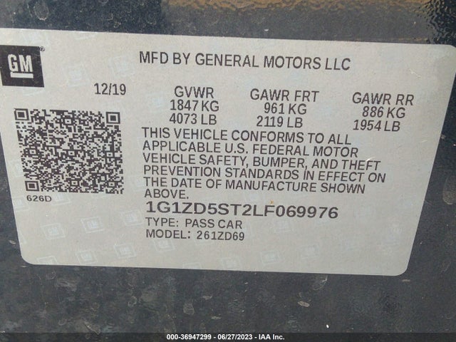 Chevrolet MALIBU LT 2020 1G1ZD5ST2LF069976 Image 9