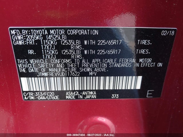 Toyota Rav4 Xle 2018 JTMWFREV9JD117622 Image 9