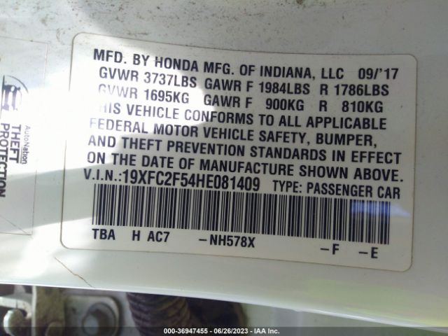 19XFC2F54HE081409 Honda Civic Sedan Lx