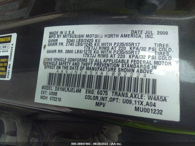 2010 MITSUBISHI ENDEAVOR LS VIN: 4A4JN2ASXAE002224
