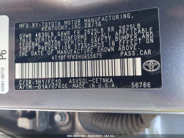 Toyota Camry Xle/se/le/xse 2017 4T1BF1FKXHU655675 Image 16