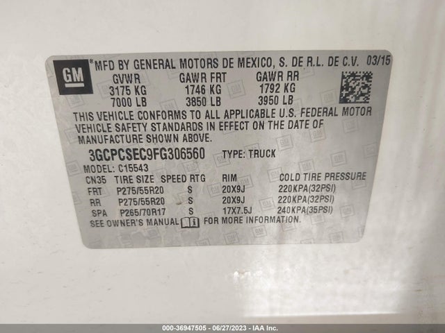 Chevrolet Silverado 1500 Ltz 2015 3GCPCSEC9FG306560 Image 9