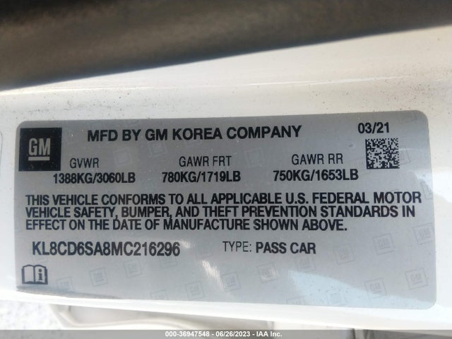 Chevrolet SPARK 1LT 2021 KL8CD6SA8MC216296 Image 16