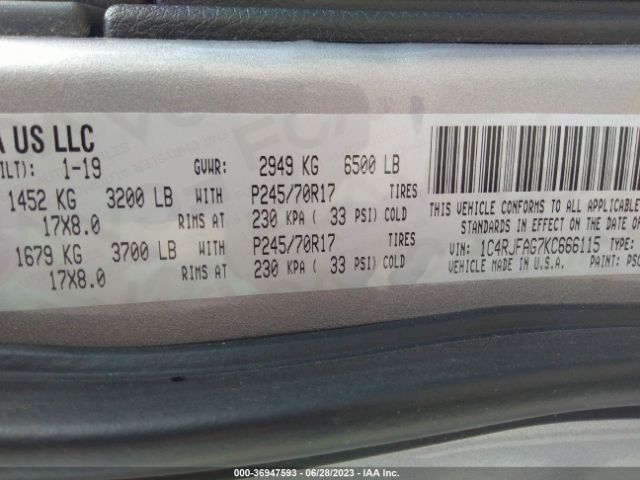 1C4RJFAG7KC666115 Jeep Grand Cherokee Laredo