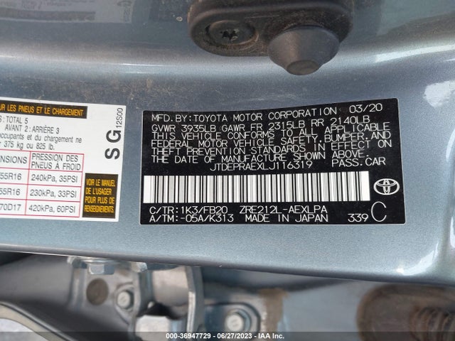 Toyota COROLLA LE 2020 JTDEPRAEXLJ116319 Image 15