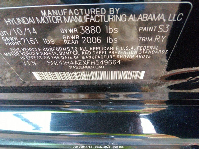 Hyundai ELANTRA SE 2015 5NPDH4AEXFH549664 Image 11