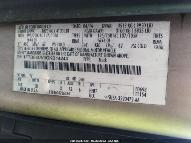 1FTBF4UV9GKB14243 Ford TRANSIT CARGO VAN