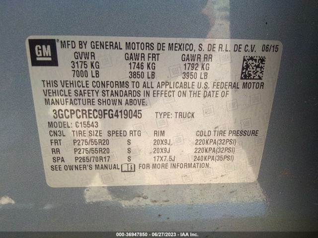 Chevrolet Silverado 1500 Lt 2015 3GCPCREC9FG419045 Image 16