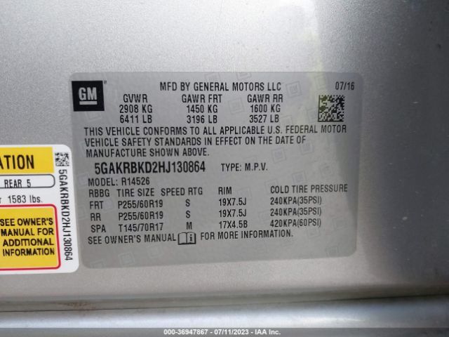 5GAKRBKD2HJ130864 Buick Enclave Leather