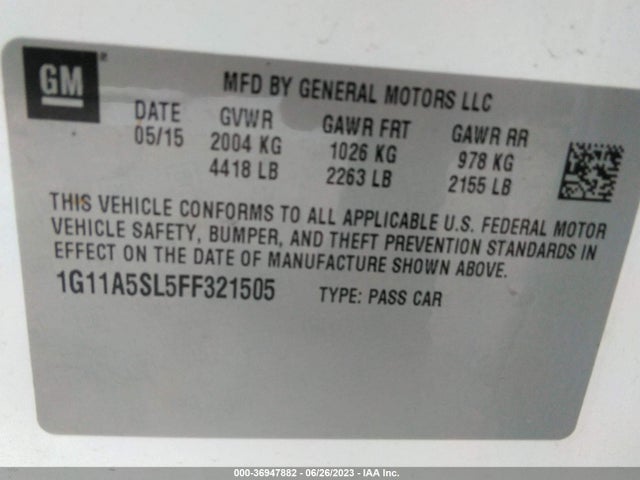 Chevrolet MALIBU LS 2015 1G11A5SL5FF321505 Image 10