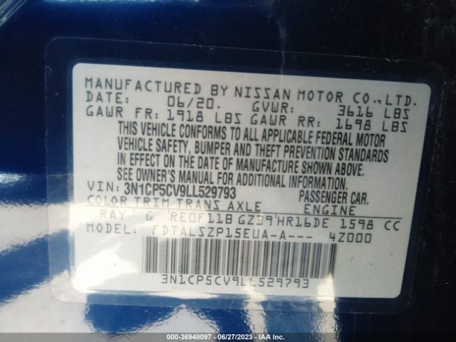 3N1CP5CV9LL529793 Nissan KICKS SV