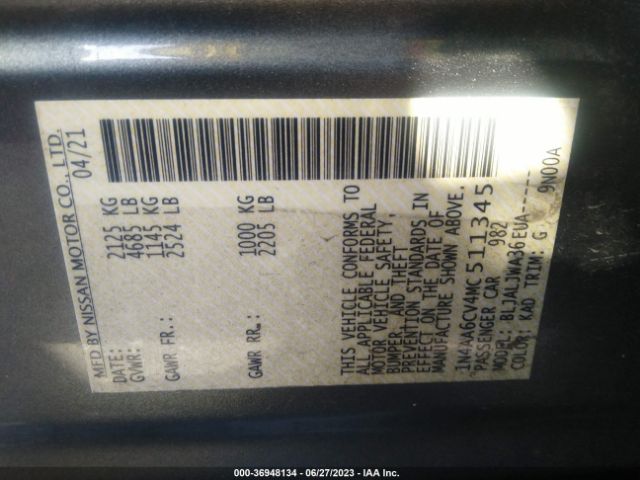1N4AA6CV4MC511345 Nissan MAXIMA SV