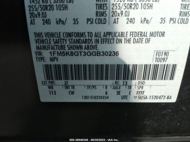 1FM5K8GT3GGB30236 Ford EXPLORER SPORT