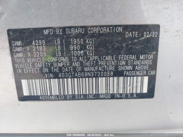 4S3GTAB69N3720058 Subaru Impreza