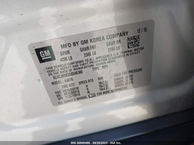 KL4CJBSB3GB596380 Buick Encore Convenience