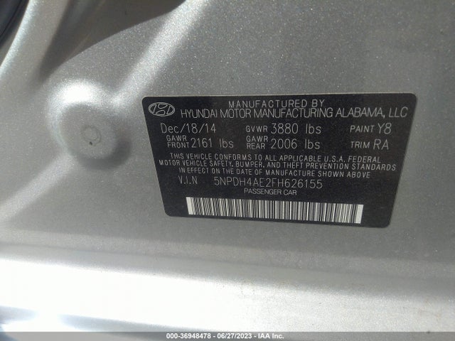 Hyundai ELANTRA SE 2015 5NPDH4AE2FH626155 Image 9