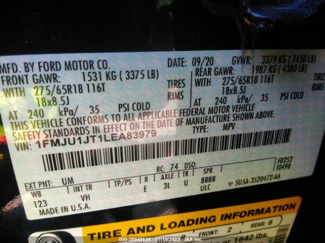1FMJU1JT1LEA83979 Ford Expedition Xlt