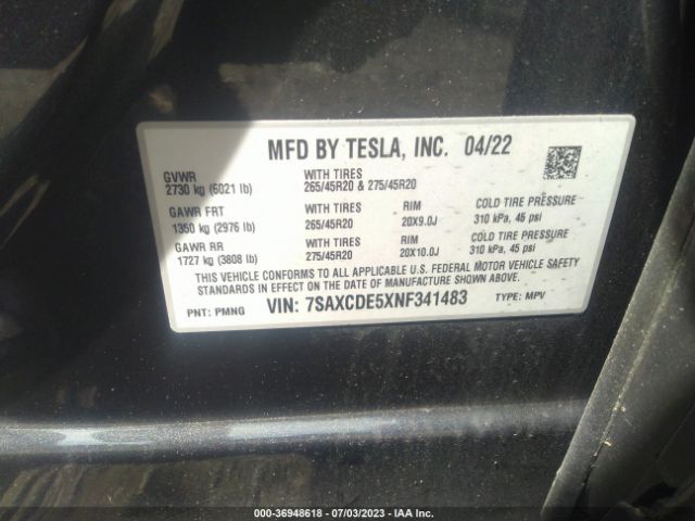 7SAXCDE5XNF341483 Tesla MODEL X