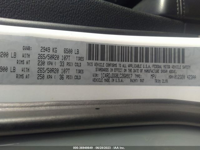 1C4RDJDG8LC260917 Dodge Durango Gt Plus