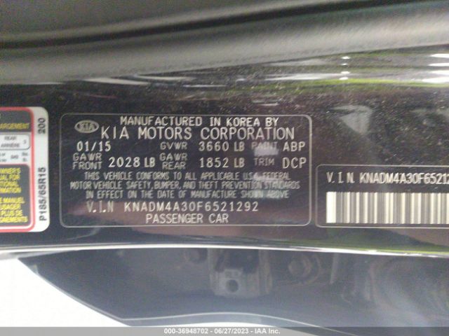 KNADM4A30F6521292 KIA RIO LX