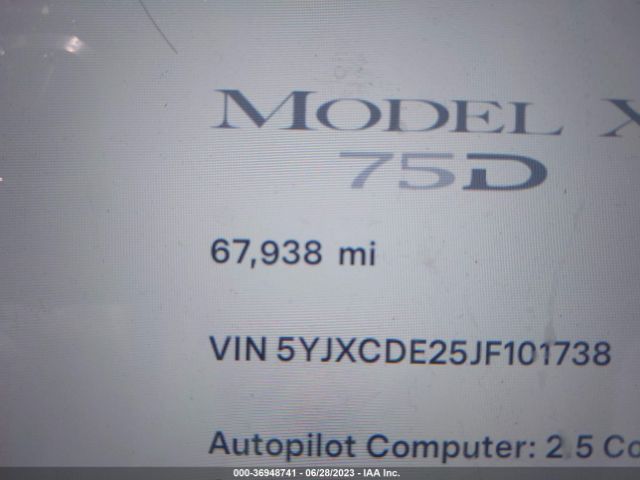 5YJXCDE25JF101738 Tesla Model X 75d/100d/p100d