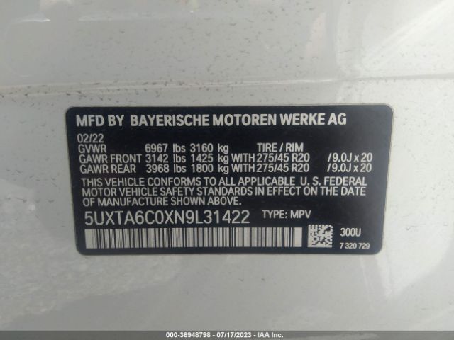 5UXTA6C0XN9L31422 BMW X5 Xdrive45e