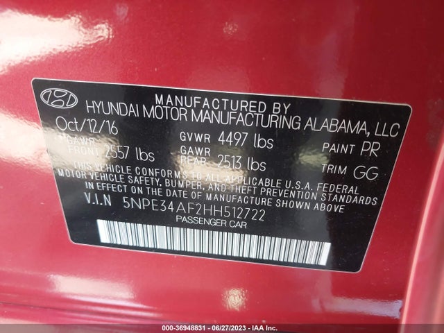 Hyundai Sonata Sport 2017 5NPE34AF2HH512722 Image 9