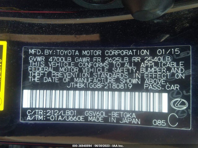 2015 Lexus ES, VIN: JTHBK1GG8F2180819