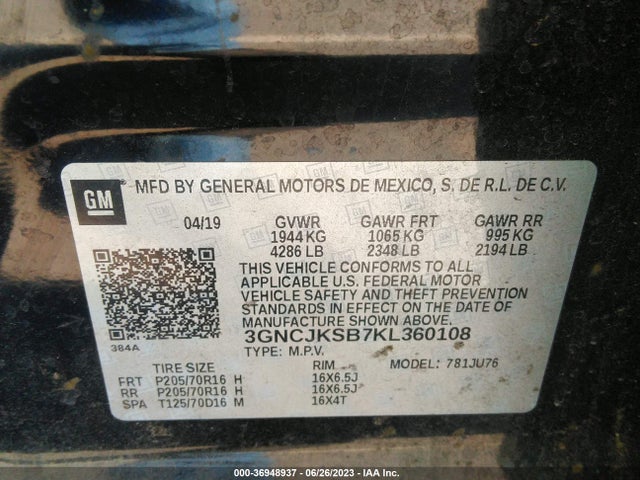 Chevrolet TRAX LS 2019 3GNCJKSB7KL360108 Image 9