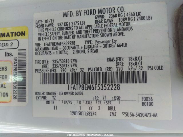 1FATP8EM6F5352228 Ford Mustang V6