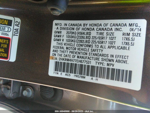 Honda Cr-v Ex-l 2014 2HKRM4H77EH677531 Image 9