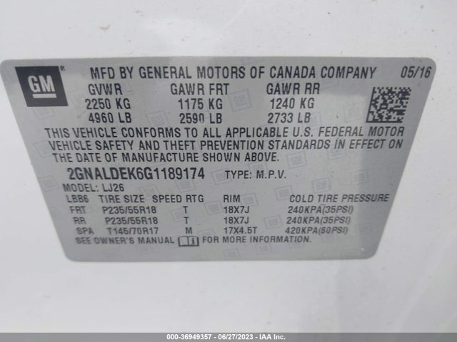 Chevrolet Equinox Ltz 2016 2GNALDEK6G1189174 Image 9
