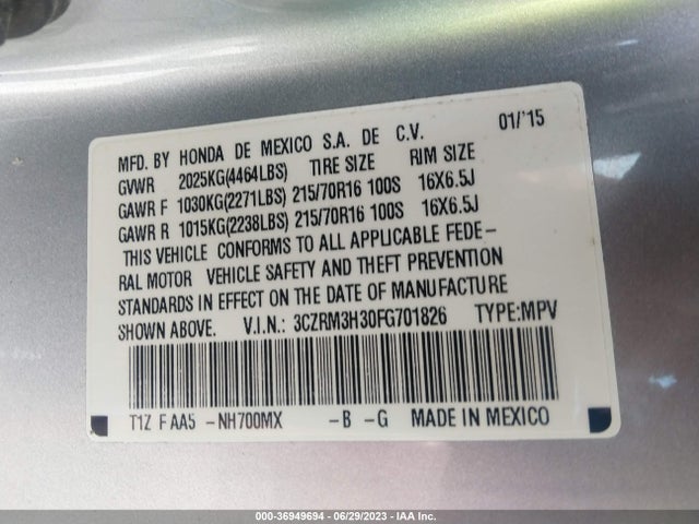 Honda CR-V LX 2015 3CZRM3H30FG701826 Image 9