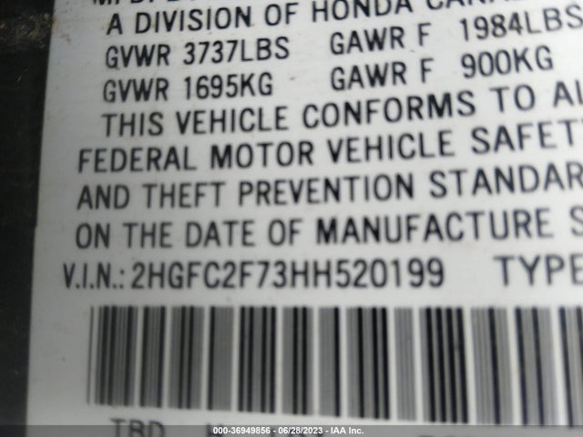 Honda Civic Sedan Ex 2017 2HGFC2F73HH520199 Image 9