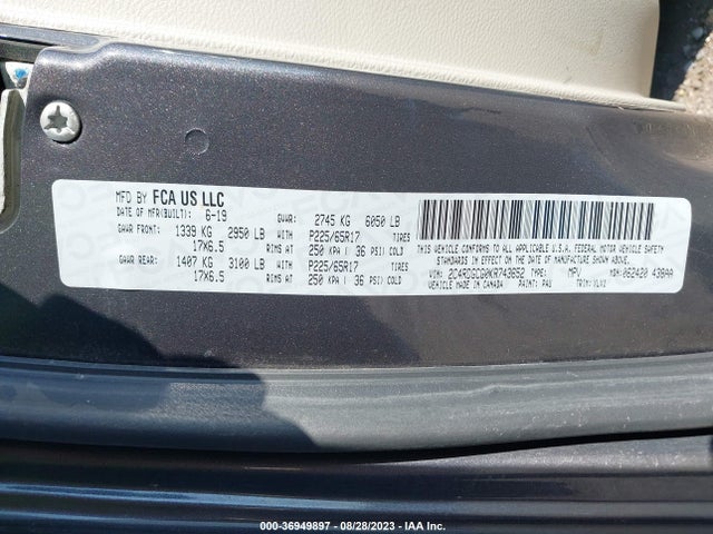Dodge Grand Caravan Sxt 2019 2C4RDGCG0KR743652 Image 9