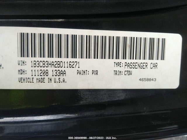 2011 DODGE CALIBER MAINSTREET VIN: 1B3CB3HA2BD116271