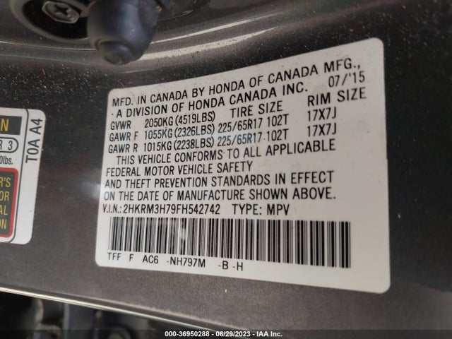 Honda Cr-v Ex-l 2015 2HKRM3H79FH542742 Image 9