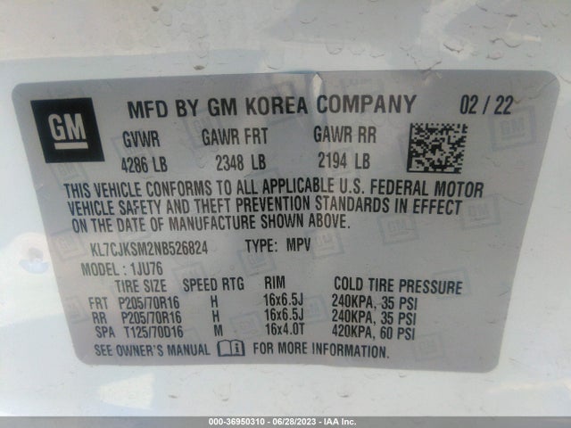 Chevrolet Trax Fwd Ls 2022 KL7CJKSM2NB526824 Image 9
