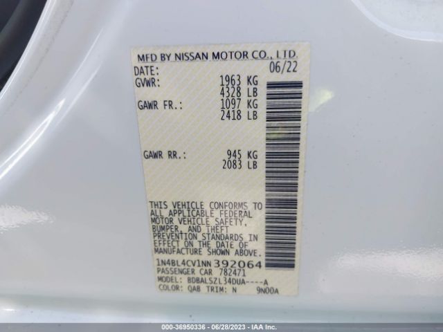 1N4BL4CV1NN392064 Nissan Altima 2.5 Sr