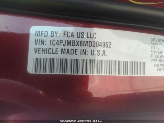 1C4PJMBX8MD204962 Jeep Cherokee Trailhawk