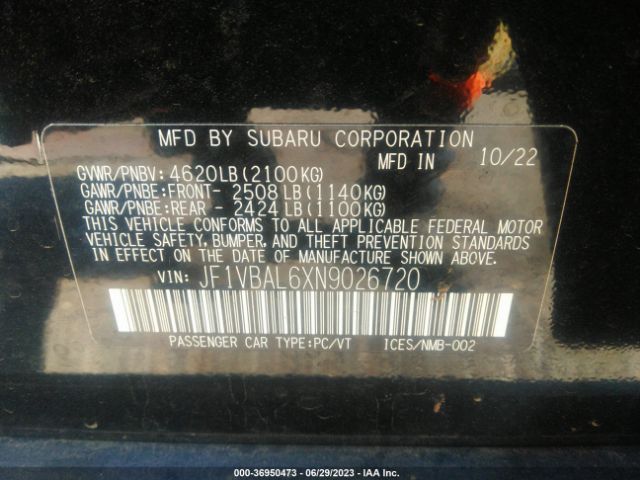 JF1VBAL6XN9026720 Subaru Wrx Limited