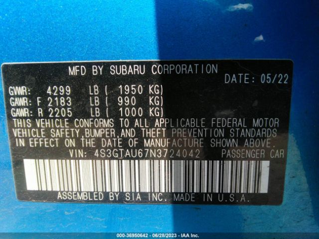 4S3GTAU67N3724042 Subaru Impreza Limited