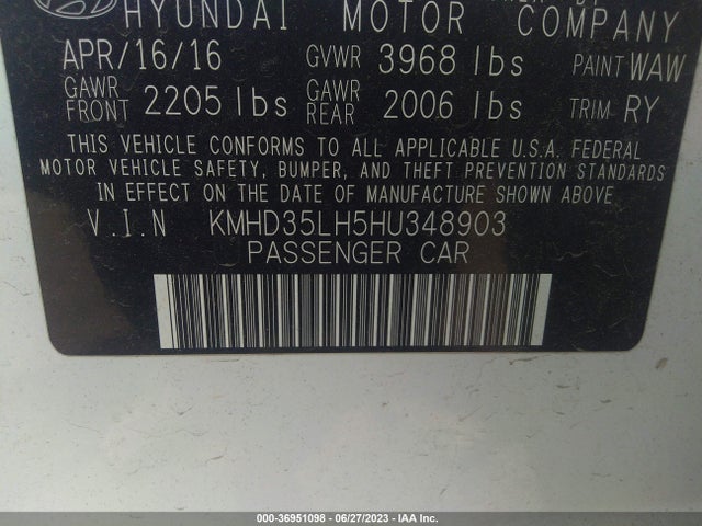 2017 HYUNDAI ELANTRA GT VIN: KMHD35LH5HU348903